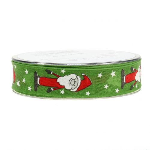 Floristik24 Kerstlint met kerstman groen 25mm 20m