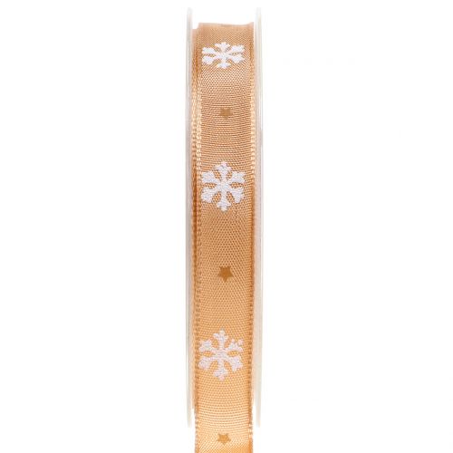 Kerstlint met sneeuwvlok oranje 15mm 20m