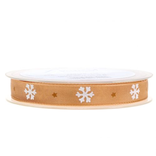 Floristik24 Kerstlint met sneeuwvlok oranje 15mm 20m