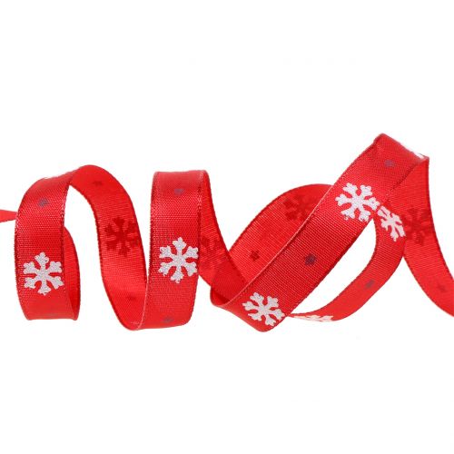 Artikel Kerstlint met sneeuwvlok rood 15mm 20m
