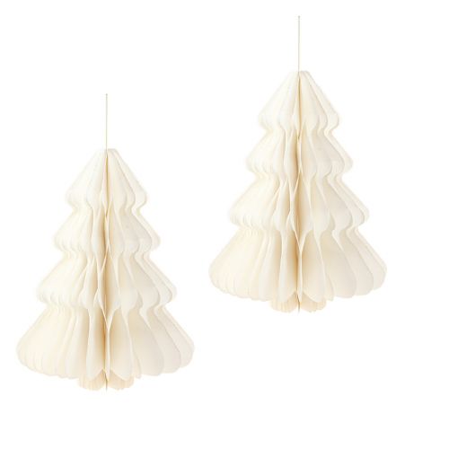 Artikel Kerstboompapier dennenboom om op te hangen wit 40cm 2st