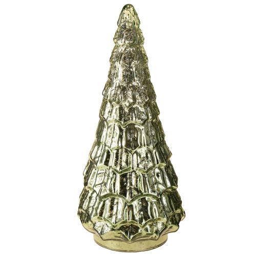 Kerstboom met LED-verlichting vintage groen goud 38cm
