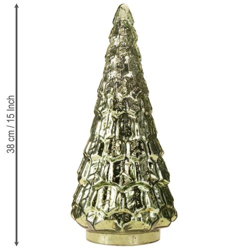 Artikel Kerstboom met LED-verlichting vintage groen goud 38cm