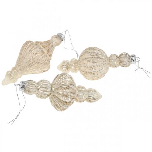 Floristik24 Kerstboomversiering glas Kerstboomversiering vintage 15cm 3st