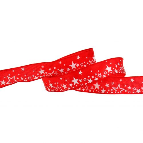 Floristik24 Kerstband sterpatroon rood 25mm 25m