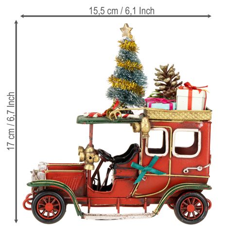 Artikel Kerstdecoratie auto Kerstauto vintage rood 15×7×16cm