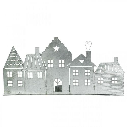 Artikel Kerstdecoratie huisjes, theelichthouder metaal zilver 25cm
