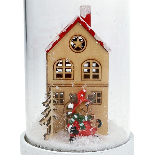 Artikel Kerstdecoratie huis met glazen stolp Ø9cm H16.5cm
