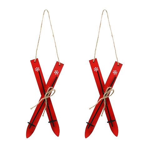 Floristik24 Kerstdecoratie ski rood 11,5cm 16 st