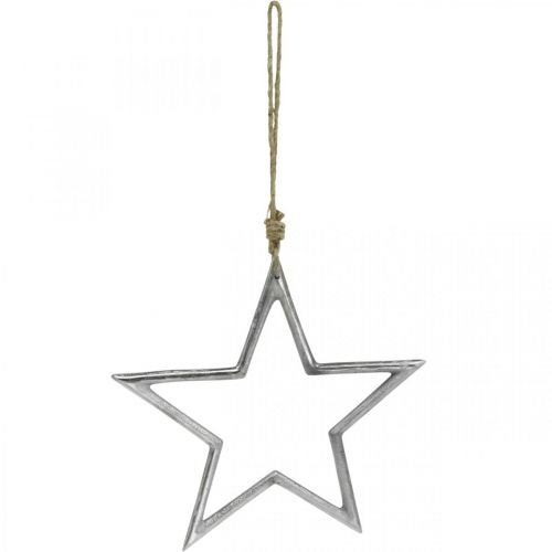 Floristik24 Kerstdecoratie ster, adventdecoratie, ster hanger zilver B24.5cm
