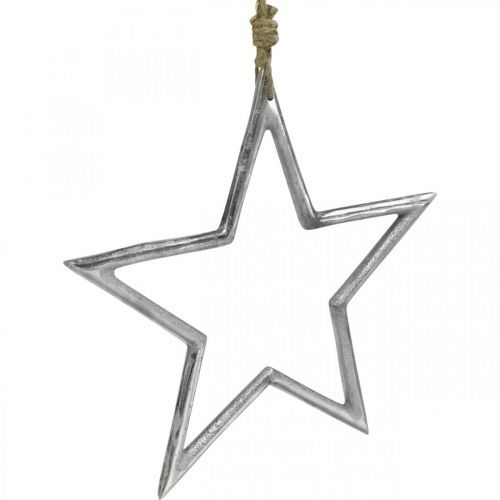 Floristik24 Kerstdecoratie ster, adventdecoratie, ster hanger zilver B24.5cm