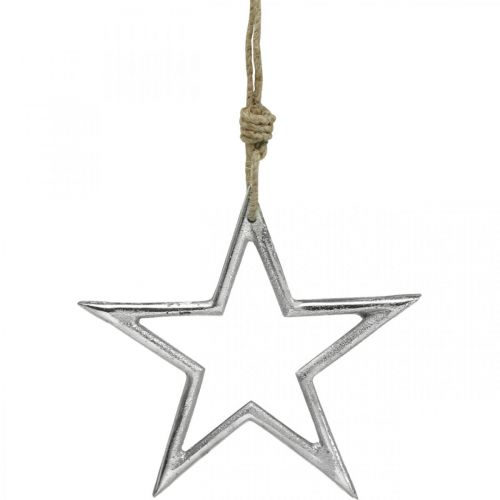 Kerstdecoratie ster, adventsdecoratie, ster hanger zilver B15.5cm