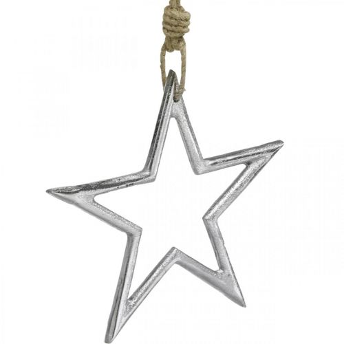 Floristik24 Kerstdecoratie ster, adventsdecoratie, ster hanger zilver B15.5cm