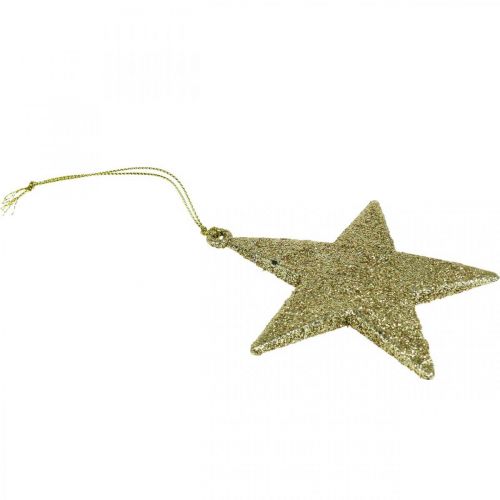 Floristik24 Kerstdecoratie ster hanger gouden glitter 10cm 12st