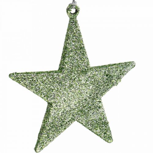 Floristik24 Kerstdecoratie ster hanger mint glitter 10cm 12st