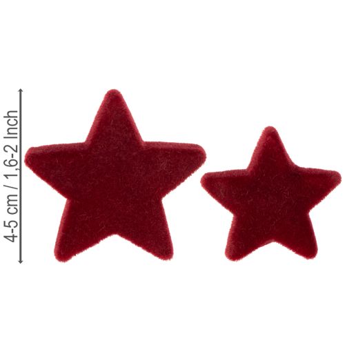 Kerstdecoratie, sterren, bordeauxrood fluweelachtig, tafeldecoratie, 4-5 cm, 40 stuks | Floristik24.nl
