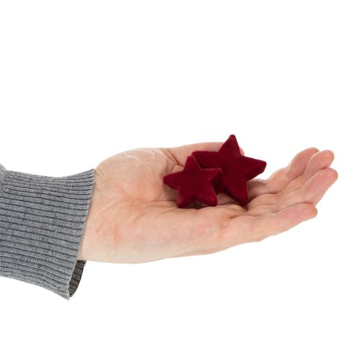 Kerstdecoratie, sterren, bordeauxrood fluweelachtig, tafeldecoratie, 4-5 cm, 40 stuks | Floristik24.nl