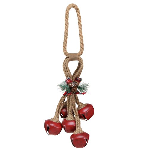 Floristik24 Kerstdecoratie voor het ophangen van rode bellen met strik 51cm