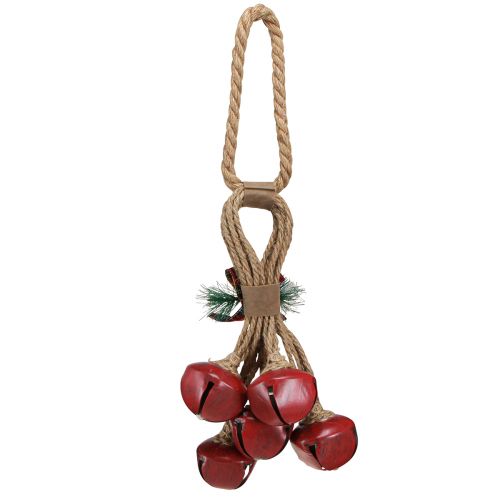 Artikel Kerstdecoratie voor het ophangen van rode bellen met strik 51cm
