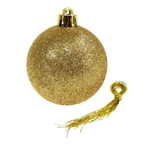 Artikel Kerstdecoratie plastic bal goud, bruin mix Ø6cm 30p