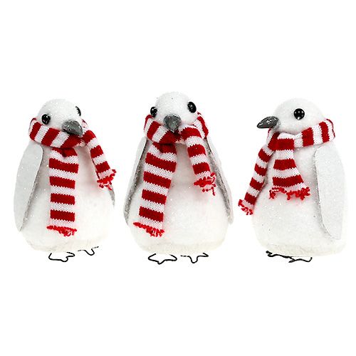 Floristik24 Kerstdecoratie pinguïn 11cm wit 3st