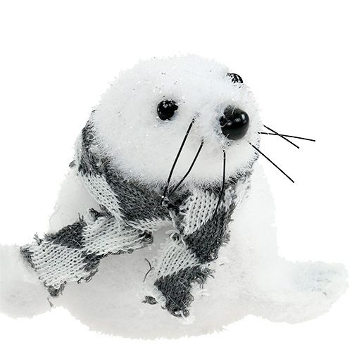 Floristik24 Kerstdecoratie zegel geflockt wit 15cm 2st