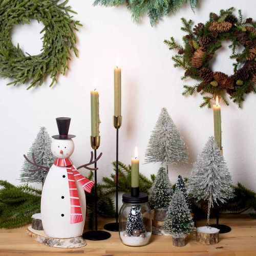 Artikel Kerstdecoratie, sneeuwpop met sjaal, metalen decoratie voor de winter H33cm