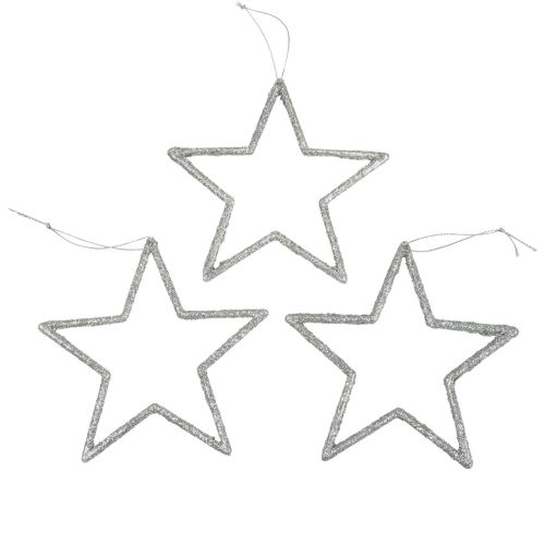 Artikel Kerstversiering sterhanger zilver glitter 12cm 12 st