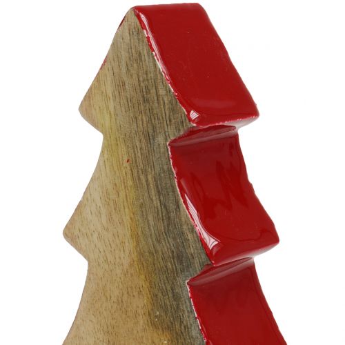 Artikel Kerstdecoratie dennenboom hout rood, natuurlijk 28cm