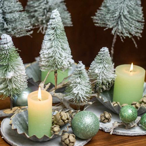 Floristik24 Kerstdecoratie kerstboom met sneeuwclips groen H13/19cm 4 stuks