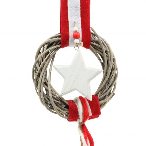 Artikel Kerst raamkrans om op te hangen rood, wit Ø20cm L98cm
