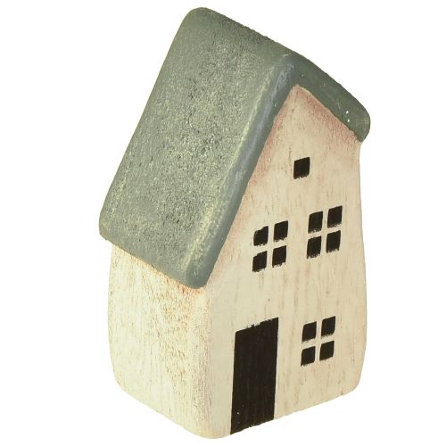 Artikel Kerstdorp houten huisjes sparren groen en wit 5-8 cm set van 6