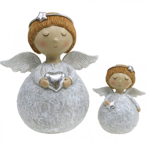 Floristik24 Kerst engel engel figuur met ster / hart H11cm 2st