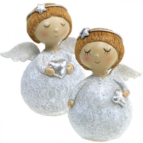 Floristik24 Kerst engel engel figuur met ster / hart H11cm 2st