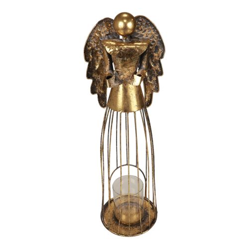 Kerstengel Kerst, kandelaar metaal gouden antieke look 52cm