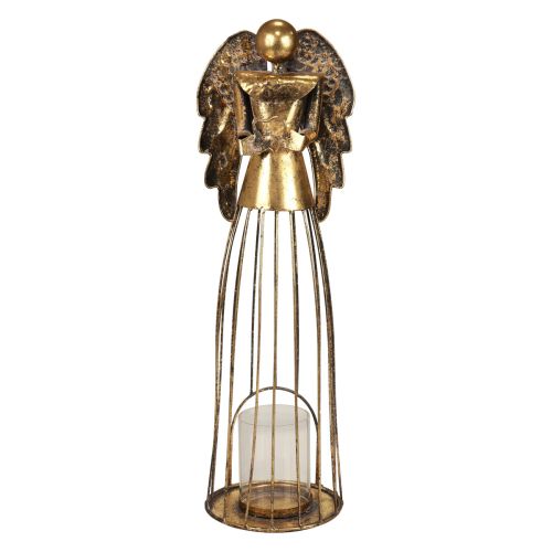 Kerstengel Kerst, kandelaar metaal gouden antieke look 52cm