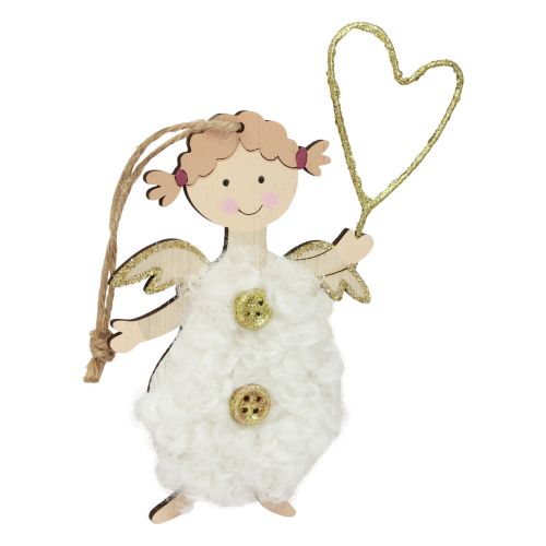 Artikel Kerstengel met hart kerstboomversiering hout 14,5cm 8 st