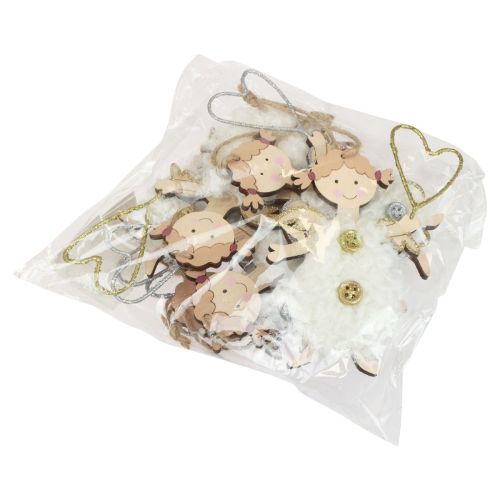 Artikel Kerstengel met hart kerstboomversiering hout 14,5cm 8 st