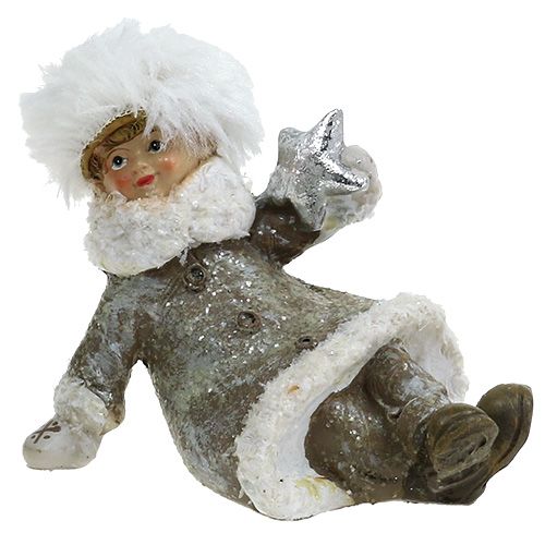 Floristik24 Kerstfiguur grijs-wit 13cm 2st