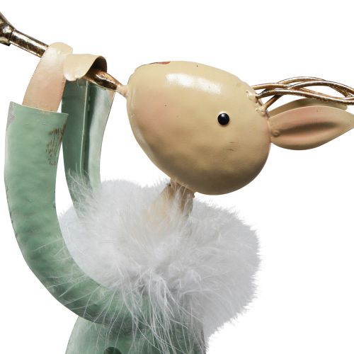 Artikel Kerstfiguur metaal trompet hert groen goud 51cm