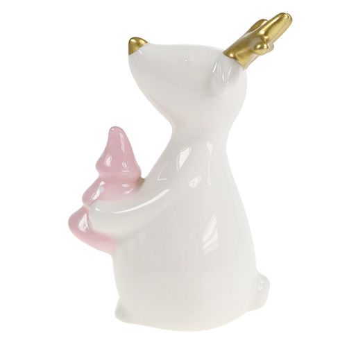 Floristik24 Kerstfiguur rendier wit 11cm, 12cm 2st