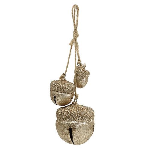 Decoratieve hanger eikels 3cm-5cm champagne L16cm 3st