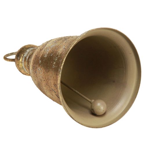 Floristik24 Kerstbel goud antiek look H13/18cm 2st