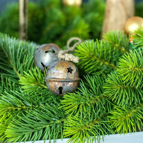 Floristik24 Kerstklokken, bellen met sterren, adventdecoratie metaal antiek look H5,5cm Ø5cm 4st