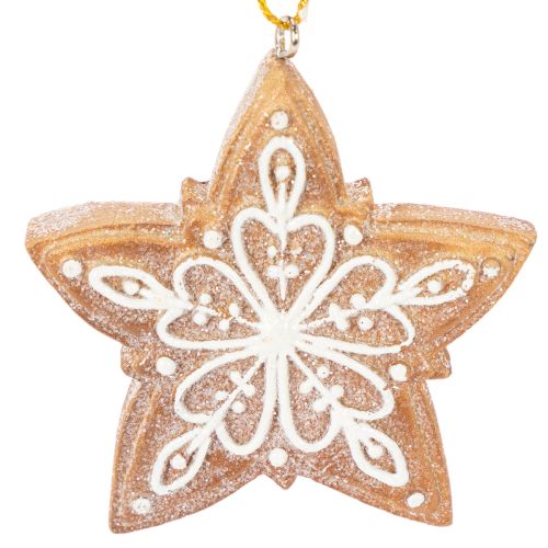 Kerstversieringen, peperkoek, glazuurlook, notenkraker, ster, boom, krans, 6 cm, 4 stuks | Floristik24.nl