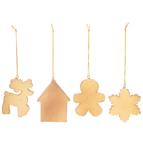 Kerstversieringen, honingcake-design, rendier, peperkoekmannetje, sneeuwvlok, 7 cm, 4 stuks | Floristik24.nl