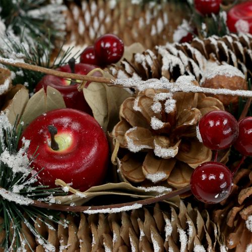Artikel Kerstkrans met decoratief ingesneeuwd fruit Ø33cm