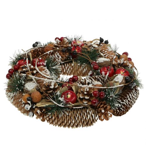 Floristik24 Kerstkrans met decoratief ingesneeuwd fruit Ø33cm