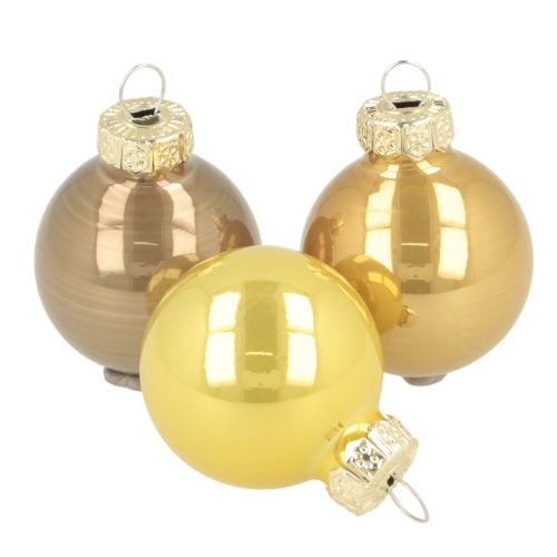 Mini kerstboomversieringen set, glanzende hangende ballen, 3 cm, 22 stuks