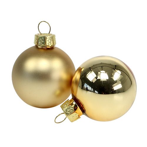Artikel Kerstbal 4cm goud glanzend/mat glas 24st